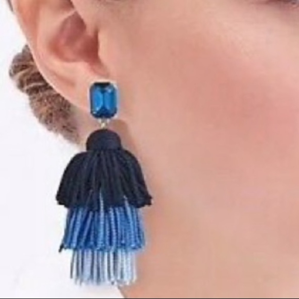 J Crew Brand Blue Ombr Sapphire Tassel Earrings